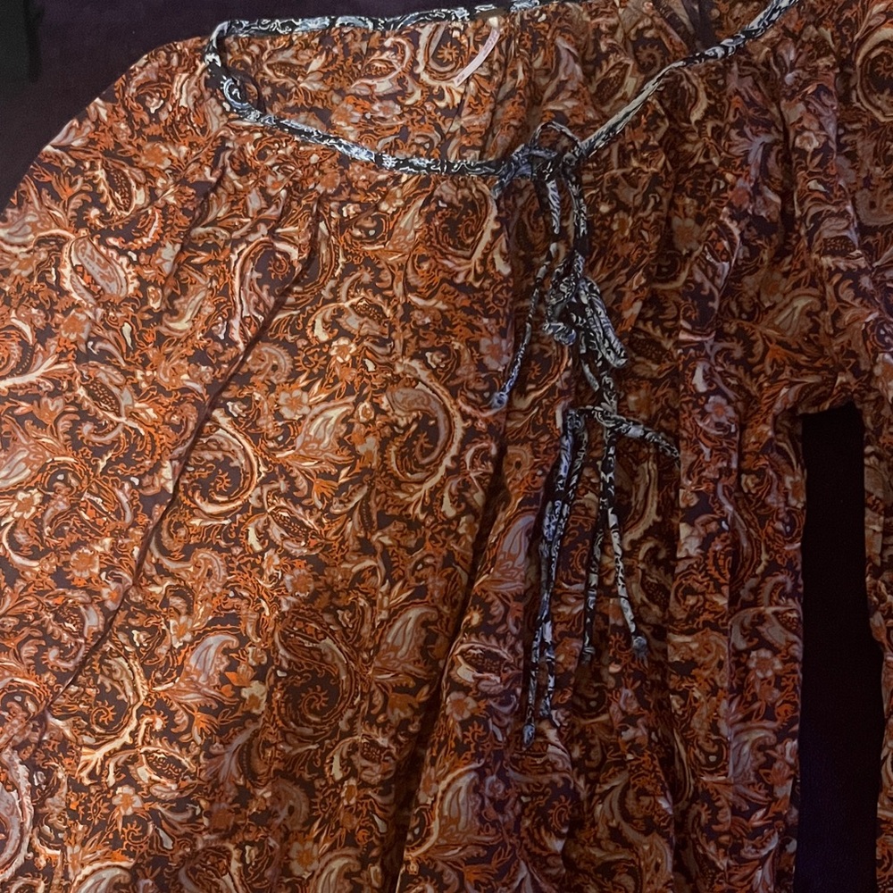 Free People Orange and Brown Paisley Skirt